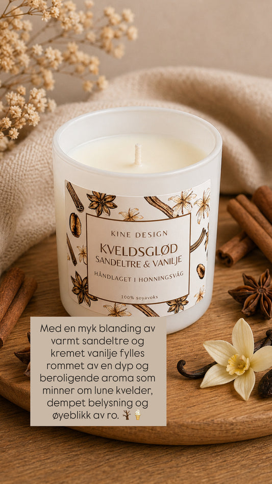 Duftlys - Kveldsglød, med sandeltre og vanilje