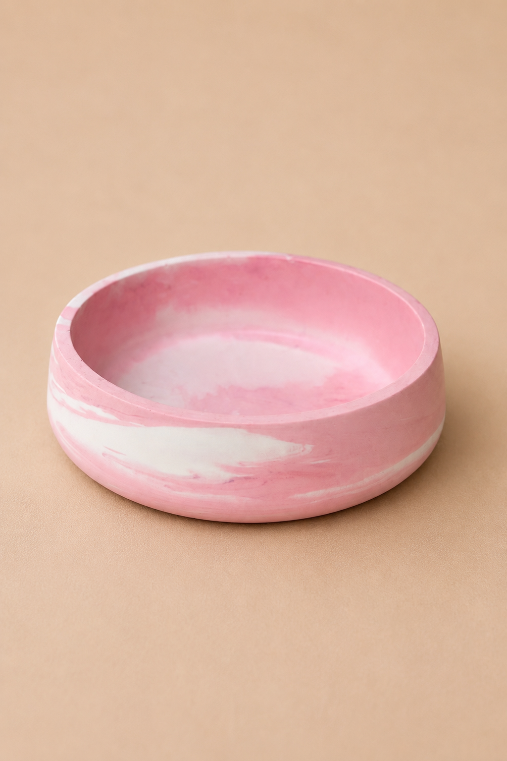 Marmorert skål, rosa - unik