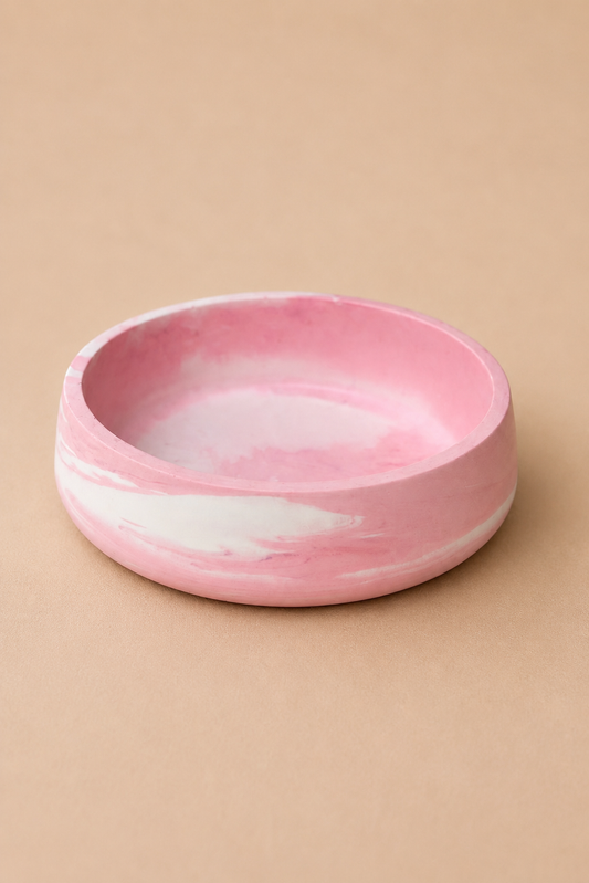 Marmorert skål, rosa - unik
